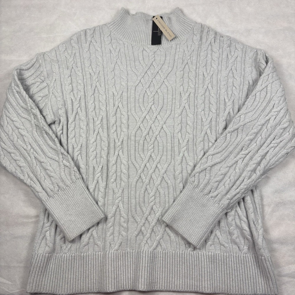 TAHARI Womens Soft Cloud Grey Mock Neck Sweater NWT Sz XL TH35312